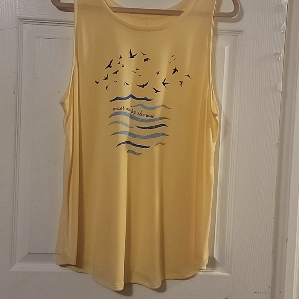Women's Yellow Tank Top with Graphic Design